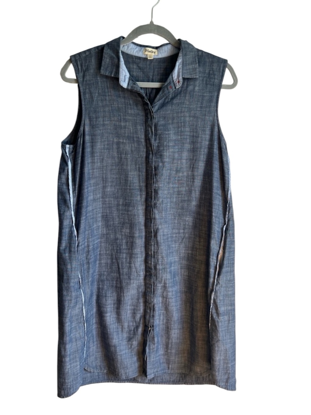 Hatley Blue Cotton Sleeveless Mini Shirt Dress Size Medium